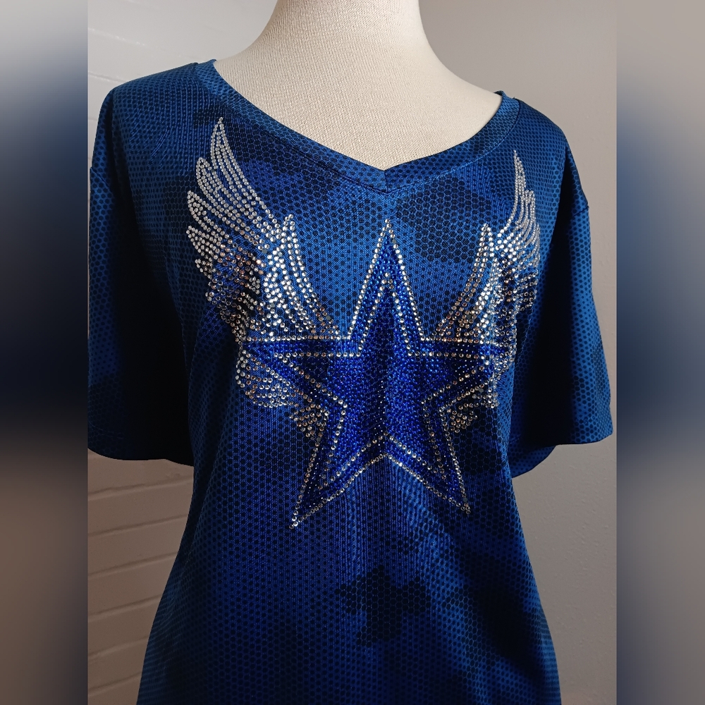 Sport-Tek Blue Oversized Graphic Jersey 3XL Womens Bling Dallas Cowboys